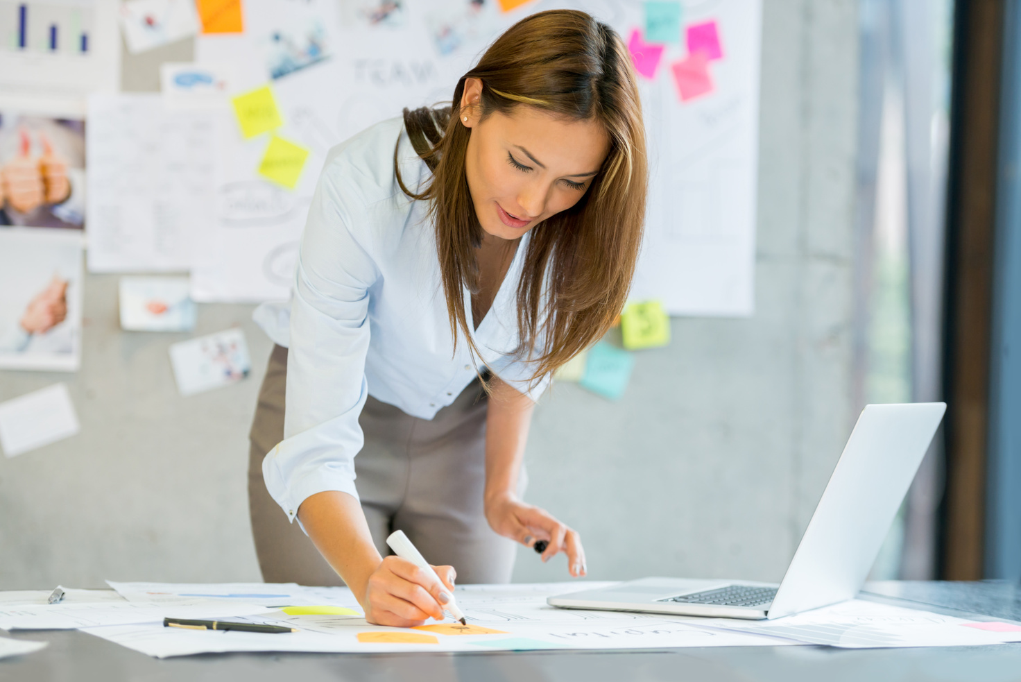 Asian woman business planning